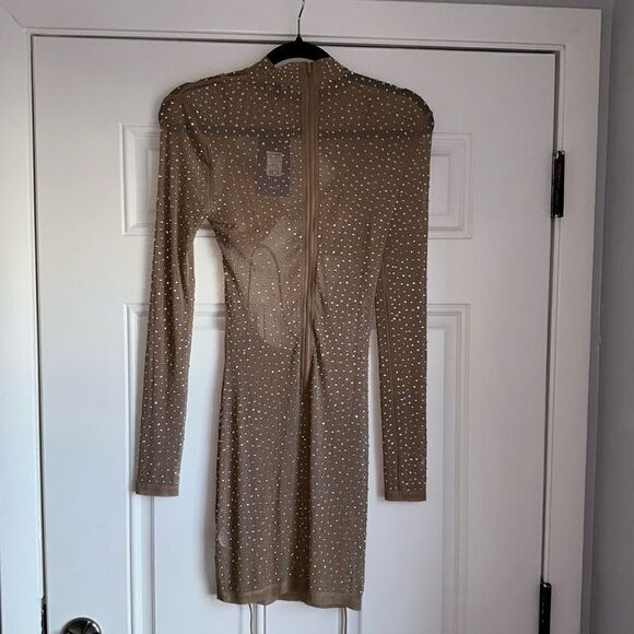 Fashion nova Flirt Envy Embellished Mini Dress Mocha fashion nova new NWT size S - Picture 7 of 9